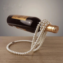 Elegant Pearl Necklace Wine Bottle Holder for Wine Lovers - Unique Gift Idea